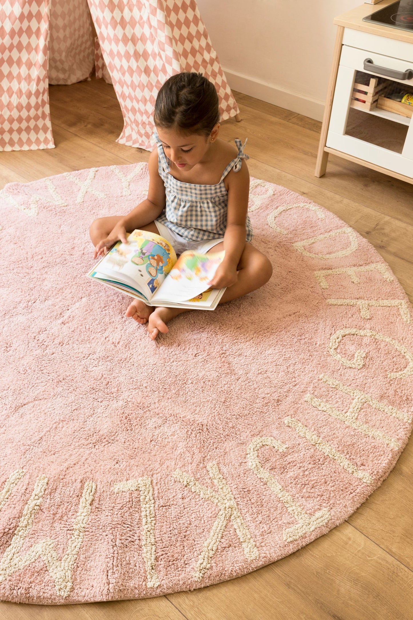 Washable Rug Round ABC Vintage Nude-Natural