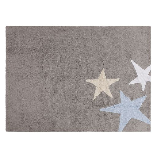 Washable Rug Three Stars Grey-Blue