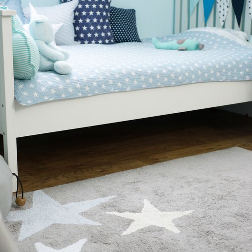 Washable Rug Three Stars Grey-Blue