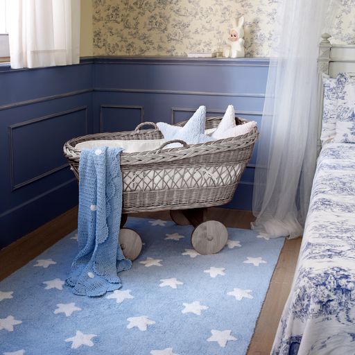 Washable Rug Stars Blue-White